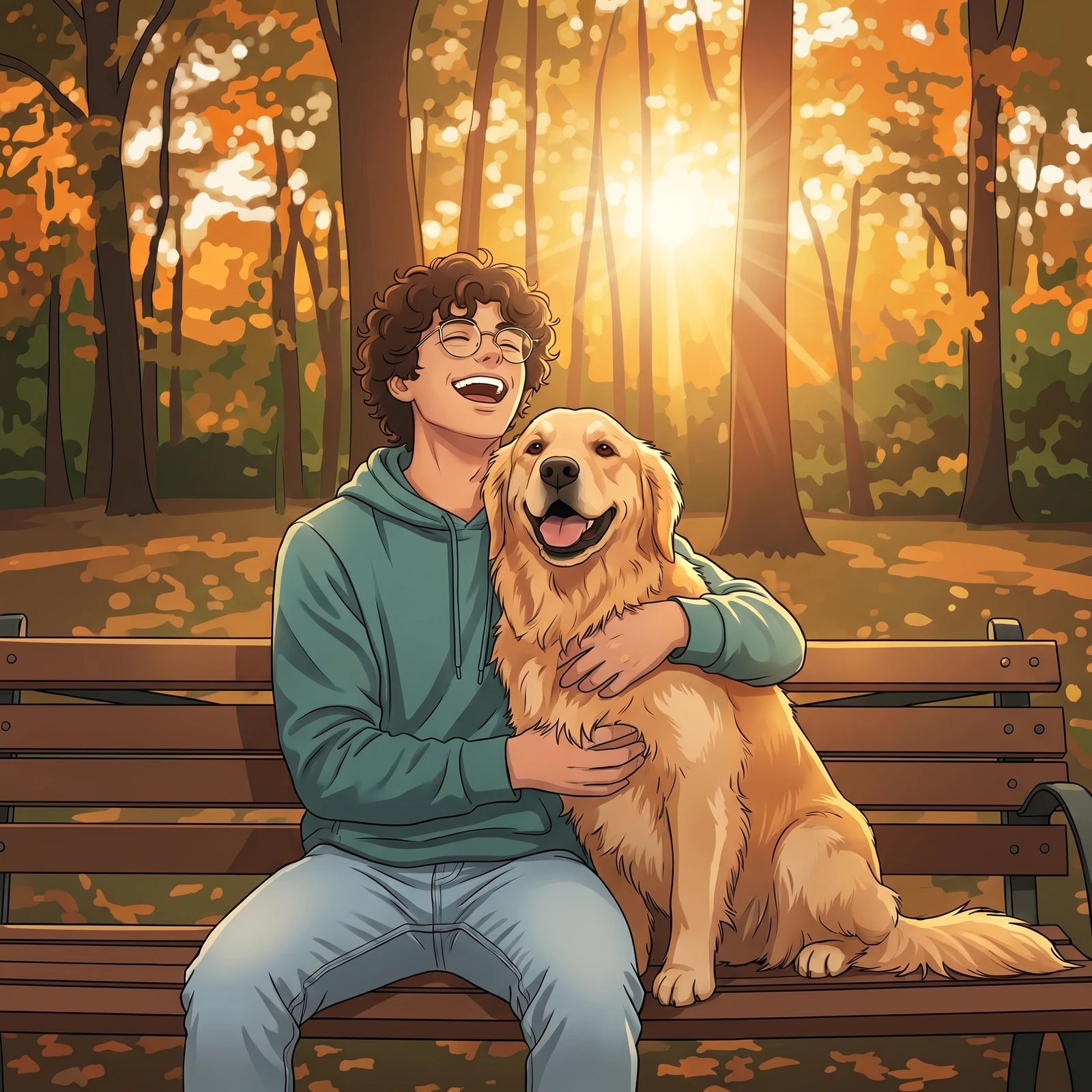 The same photo redrawn as an anime illustration